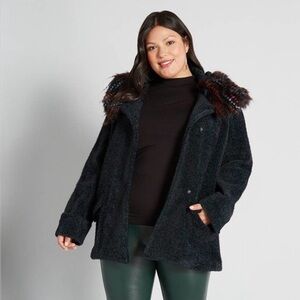 Modcloth Hutch Parkas and Recreation Faux Fur Hooded Coat Teal